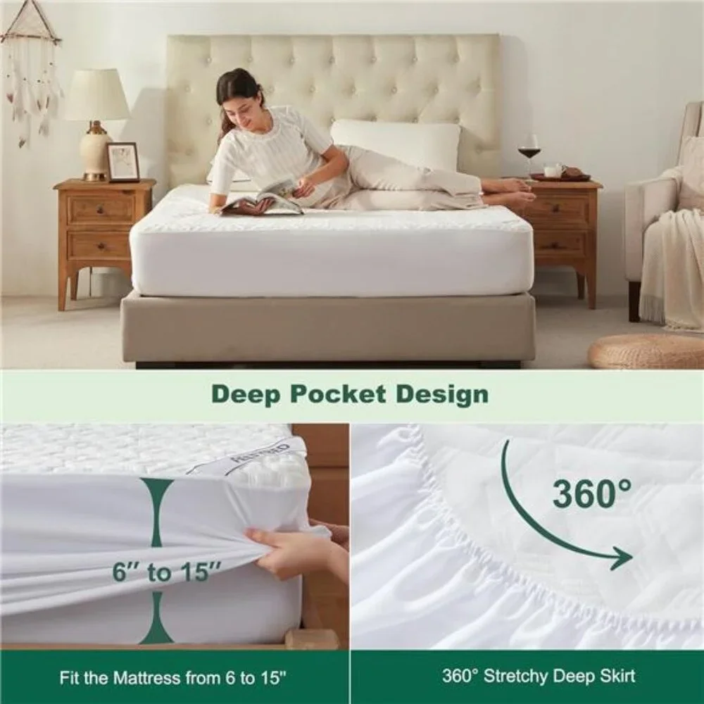 Waterproof Mattress Protector Twin XL Size, 40% Rayon Derived from Bamboo